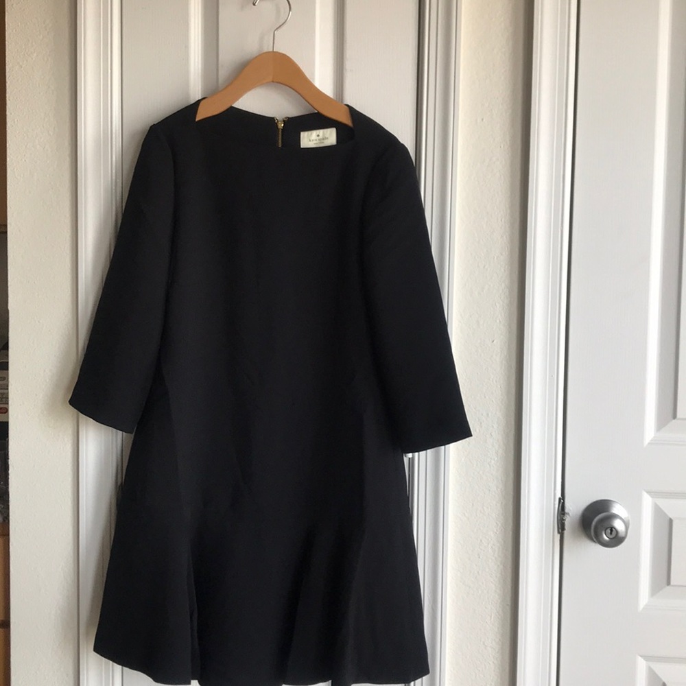 Kate Spade Black Crepe Flounce Dress